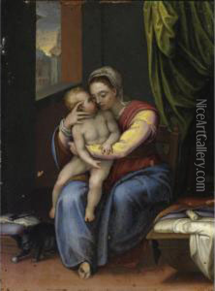 Madonna Col Bambino Oil Painting - Marcello Venusti