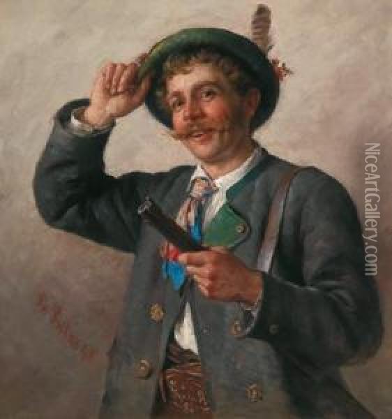 Young Hunter Oil Painting - Friedrich Anton Prolss