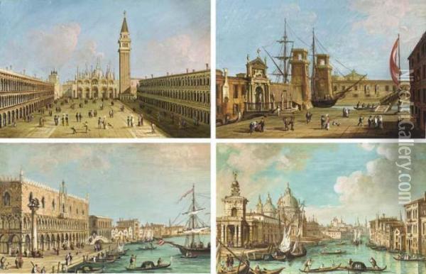Quatre Vues De Venise Oil Painting - Carlo Grubacs