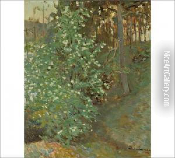 Flowering Bush Oil Painting - Vaino Hamalainen