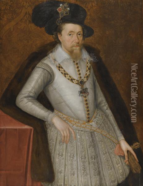 Portrait Of James I Oil Painting - John de Critz
