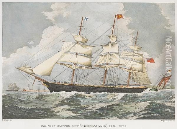 The Iron Clipper Ship Cornwallis, 1214 Tons Oil Painting - Thomas Goldsworth Dutton