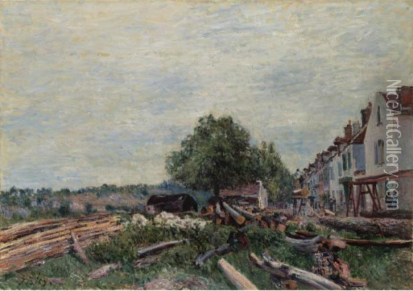Chantier A Saint-mammes Oil Painting - Alfred Sisley