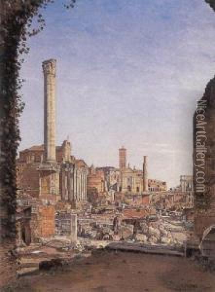 The Roman Forum Oil Painting - Josef Theodor Hansen