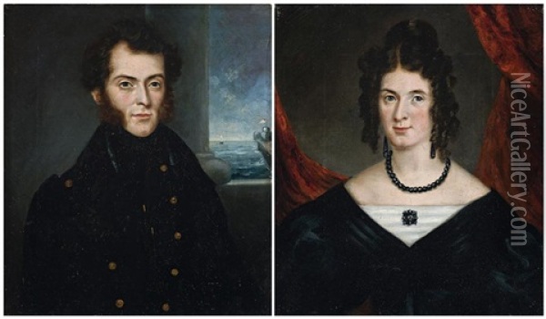 A Naval Officer And His Wife Oil Painting - Joseph Backler