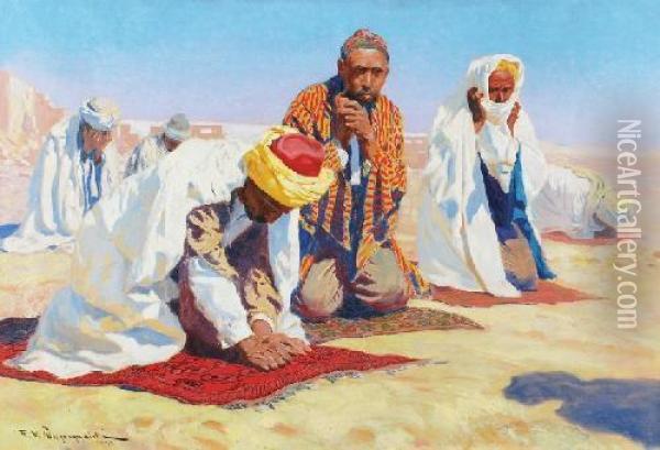 Modlitwa Arabow Na Pustyni Oil Painting - Feliks M. Wygrzywalski