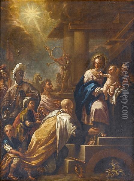 Adoration Of The Magi Oil Painting - Anton Weiss