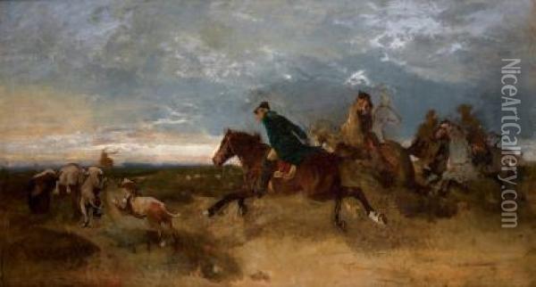 Chasse A Courre Oil Painting - Jozef Chelmonski