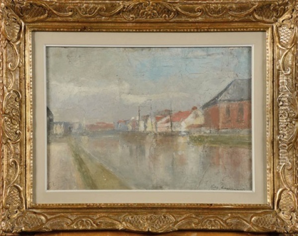 Le Canal A Molenbeek Oil Painting - Eugene Jules Joseph Laermans