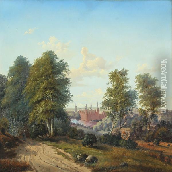 View Of Frederiksborg Castle Oil Painting - Carsten Henrichsen