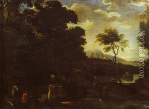 La Vision De Saint Eustache Oil Painting - Giovanni Battista Viola