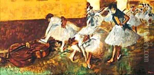 Dancers In The Green Room Oil Painting - Edgar Degas