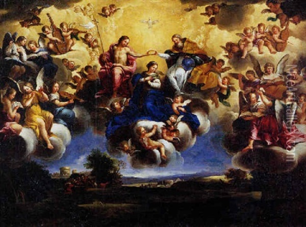 Le Couronnement De La Vierge Oil Painting - Annibale Carracci