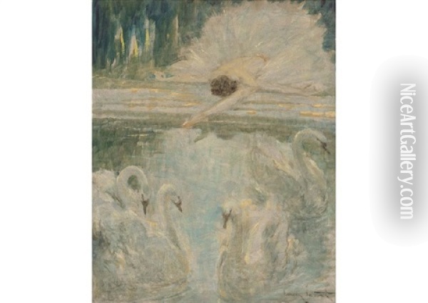 La Mort Du Cygne Oil Painting - Louis Icart