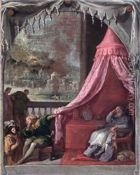 Dream of St. Hugh, Bishop of Grenoble, modello for the large painting at the School of Fine Art, La Coruna, Spain, 1626-32 Oil Painting - Vincenzo Carducci