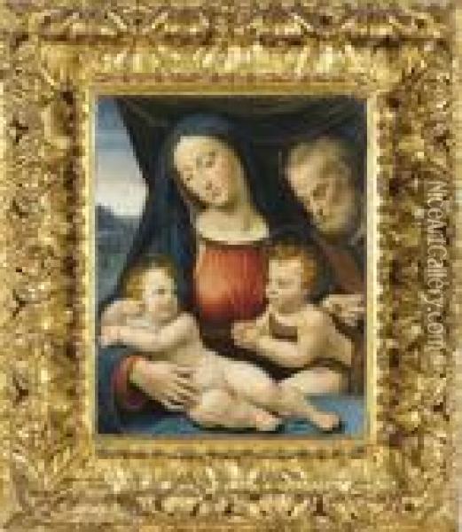 Sacra Famiglia Con San Giovannino Oil Painting - Bartolomeo Ramenghi (Bagnacavallo)
