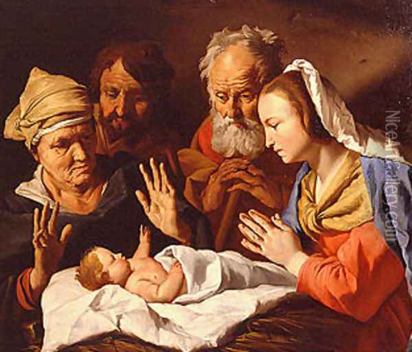 Adoration of the Christ Child 1630ca Oil Painting - Matthias Stomer