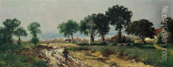 Landschaft Mit Figurlicher Staffage Oil Painting - Adolf Kaufmann