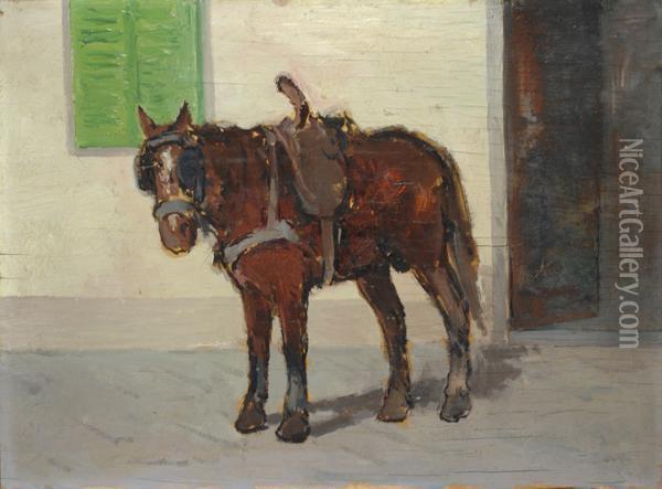 Cavallo Oil Painting - Giovanni Bartolena