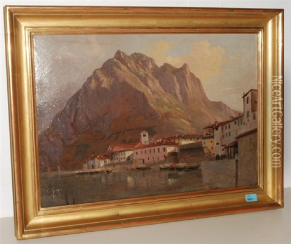 Blick Auf Lecco, Mit Dem Hafen Oil Painting - Charles Louis Guigon