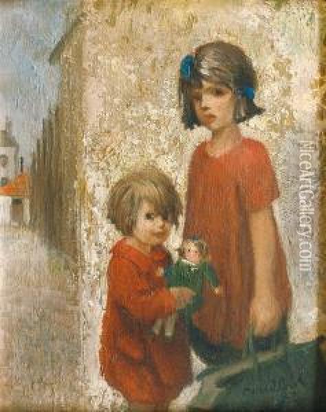 Les Deux Enfants Oil Painting - Francisque Poulbot