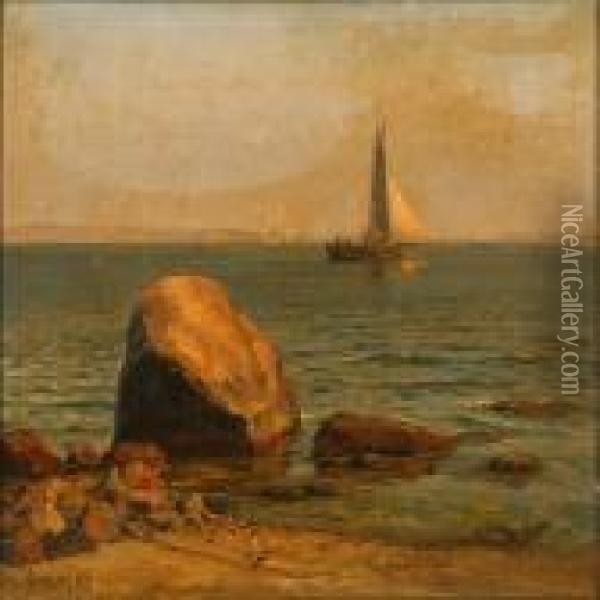 Coastal Scene Withsailing Boats On The Great Sound Oil Painting - Vilhelm Karl Ferd. Arnesen