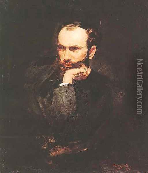 Portrait of Geza Meszoly 1872 Oil Painting - Bela Pallik