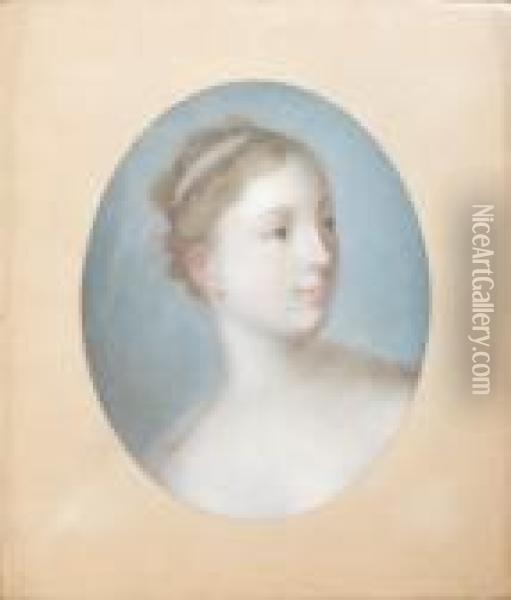 Portrait De Femme Oil Painting - Francois Lemoine (see Lemoyne)