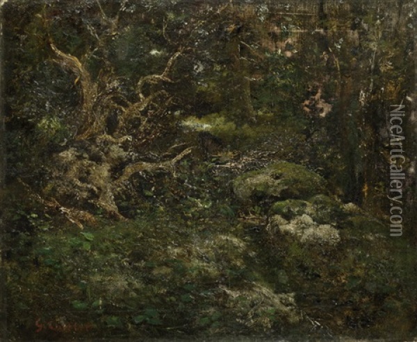 Le Sous-bois (collab. W/workshop) Oil Painting - Gustave Courbet