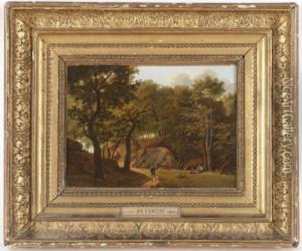 Chasseurs En Foret Oil Painting - Alexandre-Hyacinthe Dunouy