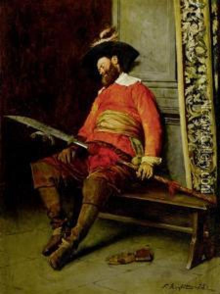Sleeping Watchman Oil Painting - Ferdinand Victor Leon Roybet