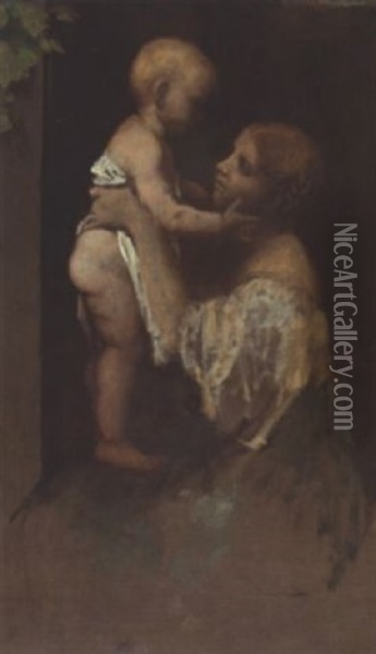 Mutter Mit Kind Oil Painting - Anselm Friedrich Feuerbach