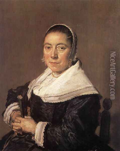 Portrait of a Seated Woman (presumedly Maria Vernatti) 1648-50 Oil Painting - Frans Hals
