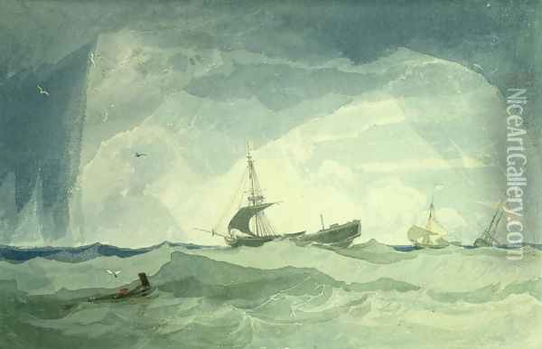 Dismasted Brig, 1808 Oil Painting - John Sell Cotman