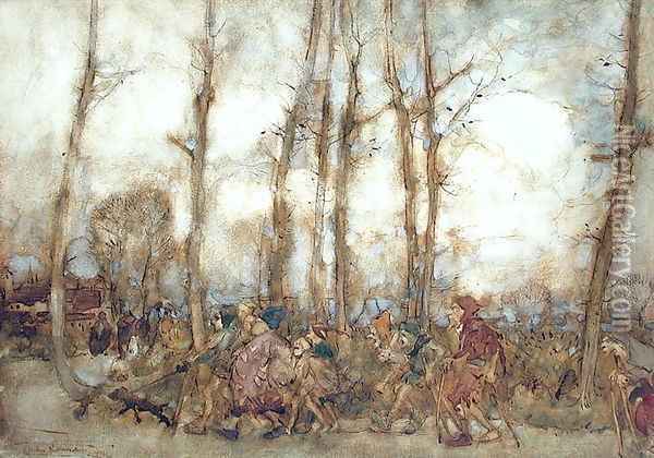 The Beggars Are Coming to Town, 1912 Oil Painting - Arthur Rackham