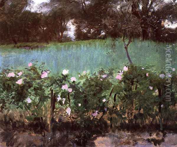 Landscape with Rose Trellis Oil Painting - John Singer Sargent