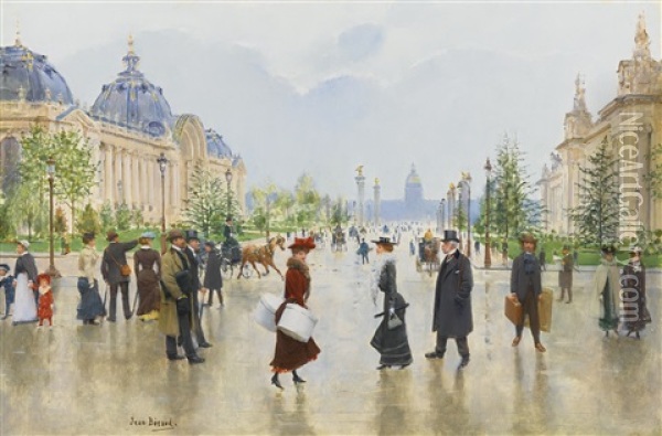 Entre Le Petit Et Le Grand Palais, Avenue Alexandre-iii Oil Painting - Jean Beraud