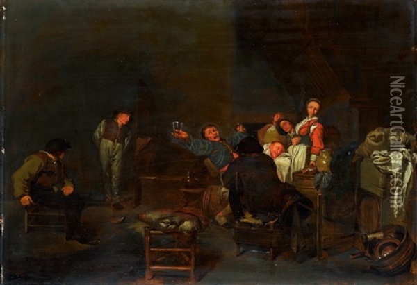 Frohliche Gesellschaft In Einer Wirtsstube Oil Painting - Cornelis Pietersz Bega