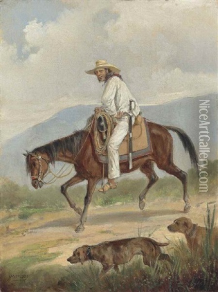 An Estate Manager Riding Out, Cuba Oil Painting - Victor Patricio Landaluze