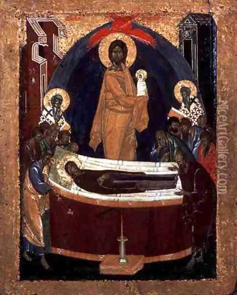 The Dormition, c.1392 Oil Painting - the Greek Theophanes