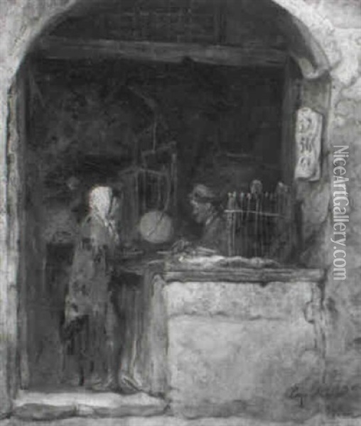 Der Alte Losverkaufer Oil Painting - Carl Leopold Mueller