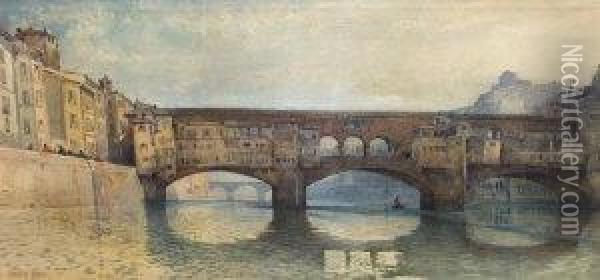 The Ponte Vecchio, 
Florence Oil Painting - Ainslie H. Bean