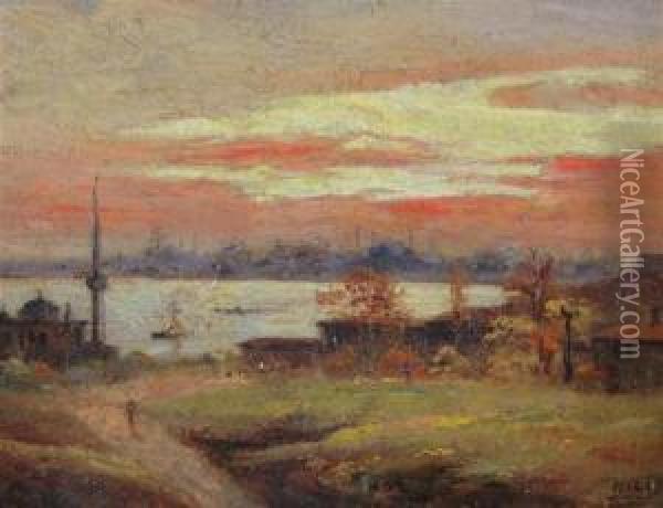 View Of Istanbul Oil Painting - Halid Naci
