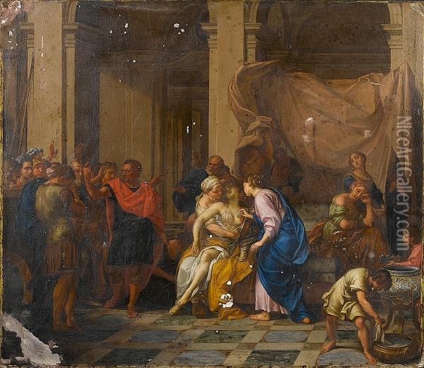 The Death Of Lucretia Oil Painting - Domenico Parodi