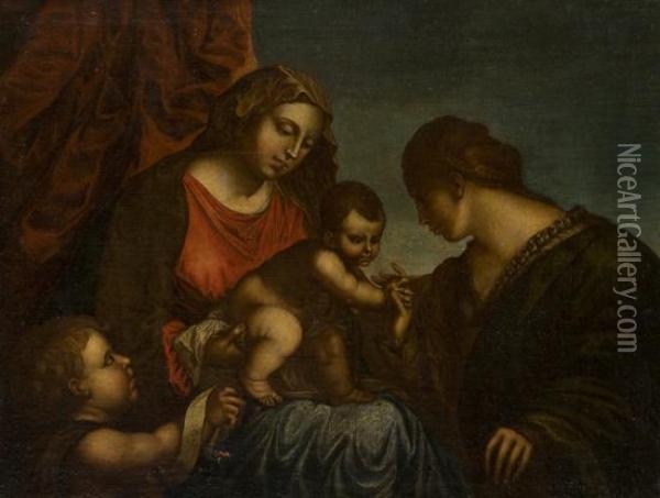 Matrimonio Mistico Di Santa Caterina Oil Painting - Jacopo Negretti