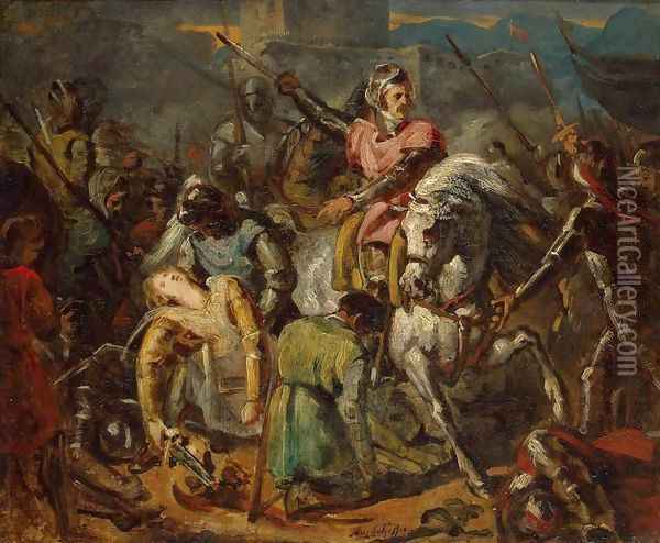 Death of Gaston de Foix in the Battle of Ravenna on 11 April 1512 Oil Painting - Ary Scheffer