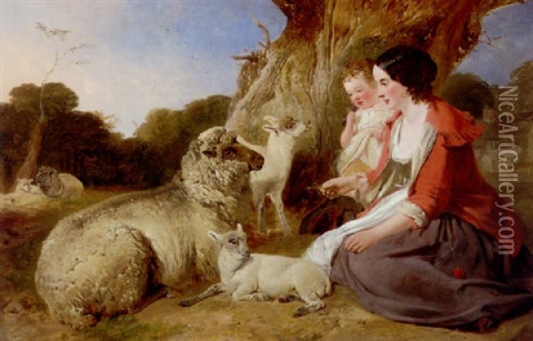 The Shepherdess And Her Flock Oil Painting - Richard Ansdell