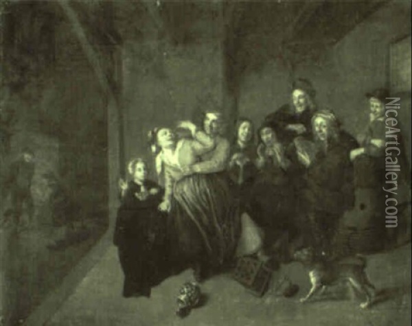 Peasants Merrymaking At The Local Inn Oil Painting - Jan Miense Molenaer