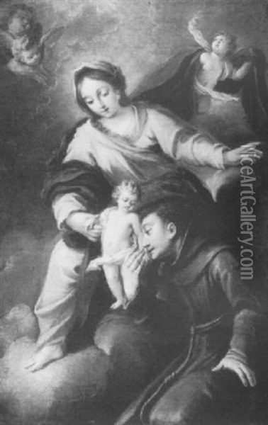 Madonna And Child With Saint Francis And An Angel Oil Painting - Carlo Francesco Nuvolone