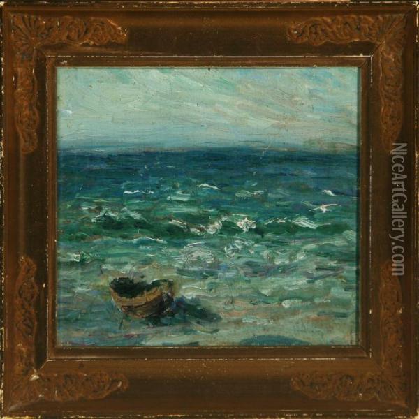 Costal Scenery With Dinky Oil Painting - Laurits Regner Tuxen
